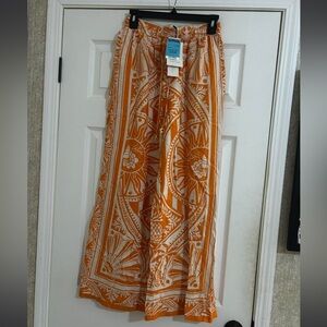 NWT Rachel Zoe Orange and White Printed Linen Pants